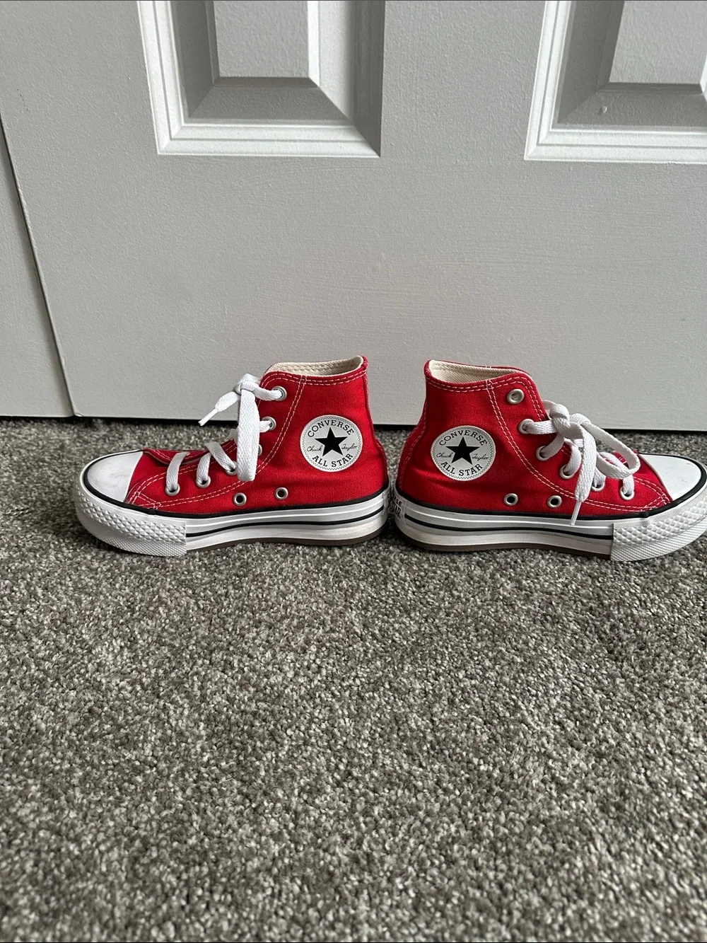 Converse Kids Red Canvas High-Top Sneakers with White Accents